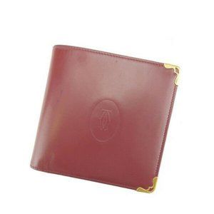 Cartier Wallet Purse Bifold Mastline Red Gold Woman Authentic Used Y3767
